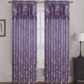 Molly Jacquard Rod Pocket Panel with Attached - Purple