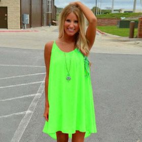 Female summer dress woman sundress 2022 breathable chiffon - XL - Green