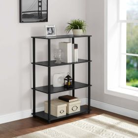 No Tools 4-Shelf Storage Bookcase, True Black Oak - True Black Oak