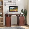 FCH 115* 55*74cm 15mm MDF Portable 1pc Door with 3pcs Drawers Computer Desk (A Box) Coffee Color - as picture