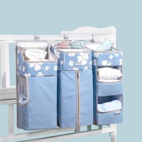 Sunveno Baby Storage Organizer Crib Hanging Storage Bag Caddy Organizer for Baby Essentials Bedding Set Diaper Storage Bag - blue flower