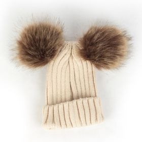 Children Pom Pom Bobble Hat Accessories - A-Khaki