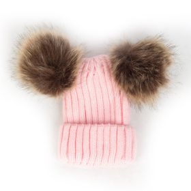 Children Pom Pom Bobble Hat Accessories - A-Pink