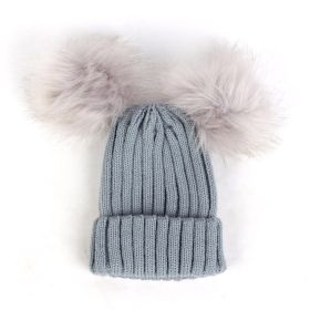 Children Pom Pom Bobble Hat Accessories - B-Gray