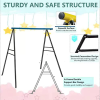 Swing Frame,A-Frame Swing Stand with Ground Nail, Heavy Duty Metal Swing Frame, Fits for Most Swings & Yoga Swing, Anti-Rust and Good Stability  - Blu