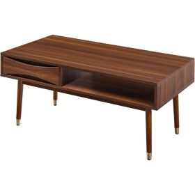 Dawson 40 In. X 21.63 In. Wooden Mid-Century Modern Coffee Table With Drawer and Shelf Dinning Tables Sets Nightstands Furniture