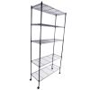 5-Layer Plastic Coated Iron Shelf with 1.5" Nylon Wheels 165*90*35 Black - As shown in the figure