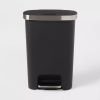 Plastic Locking Lid Step Trash Can Black - Black