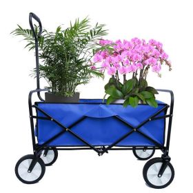 Folding Wagon Garden Shopping Beach Cart (Blue) - as picture