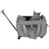 Cat Dog Carrier with Wheels Airline Approved Rolling Pet Carrier with Telescopic Handle Shoulder Strap - Grey