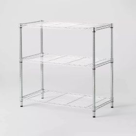 3 Tier Wide Wire Shelving - Chrome