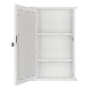 Single Door Mirror Indoor Bathroom Wall Mounted Cabinet Shelf White - As shown in the figure