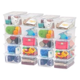 5 Qt. (1.25 gal.) Small Stackable Plastic Closet Storage Box, Clear, Set of 20 - 20