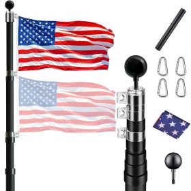 30 ft. Aluminum Telescopic Flag Pole Kit Flagpole 3'x5' US Flag & Ball Top for Commercial Residential Outdoor - Black