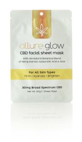 Allure Glow CBD Facial Sheet Mask, Super charged with broad spectrum CBD & plant extracts for healthy, hydrated skin - Allure Glow CBD Facial Sheet Ma