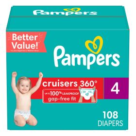 Pampers Cruisers 360 Fit Diapers, Active Comfort, Size 4, 108 Count - Pampers