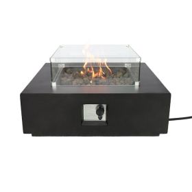 Living Source International Concrete/Glass Propane/Natural Gas Fire Pit Table (Charcoal) - 1