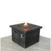 Living Source International Fiber Reinforced Concrete Propane/Natural Gas Fire Pit Table (Dark Wood) - 1