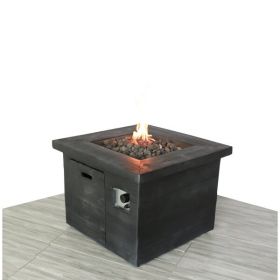 Living Source International Fiber Reinforced Concrete Propane/Natural Gas Fire Pit Table (Dark Wood) - 1