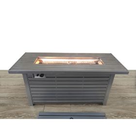 Living Source International 24" H x 54" W Steel Outdoor Fire Pit Table with Lid (Grey) - 1