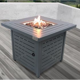 Living Source International 25" H Steel Outdoor Fire Pit Table with Lid ( Grey ) - 1