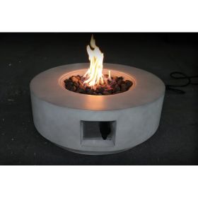 Living Source International 11" H x 30" W Fiber Reinforced Concrete Propane/Natural Gas Outdoor Fire Pit Table with Lid - 1