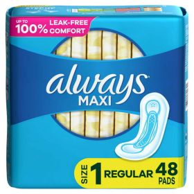 Always Maxi Daytime Pads without Wings Regular Unscented;  48 Ct Size 1 - Always