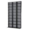 Multimedia Shelving Unit, Slim Profile, Extended Base for Stability in Black - as Pic