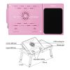 Foldable Laptop Table Bed Notebook Desk with Cooling Fan Mouse Board LED light 4 xUSB Ports Breakfast Snacking Tray - Pink