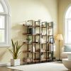 [VIDEO] 5 Tier Bookcase Home Office Open Bookshelf, Vintage Industrial Style Shelf with Metal Frame, MDF Board - Brown