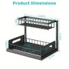 2 Tier Under Sink Organizers Pull Out Under Cabinet Basket Storage Shelf Sliding Drawer for Kitchen Bathroom - Black