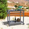 Outdoor Prep Cart Dining Table for Pizza Oven;  Patio Grilling Backyard BBQ Grill Cart - Gray