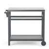 Outdoor Prep Cart Dining Table for Pizza Oven;  Patio Grilling Backyard BBQ Grill Cart - Gray