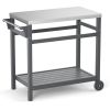 Outdoor Prep Cart Dining Table for Pizza Oven;  Patio Grilling Backyard BBQ Grill Cart - Gray