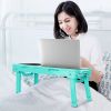 Foldable Laptop Table Bed Notebook Desk with Cooling Fan Mouse Board LED light 4 xUSB Ports Breakfast Snacking Tray - Aqua