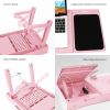 Foldable Laptop Table Bed Notebook Desk with Cooling Fan Mouse Board LED light 4 xUSB Ports Breakfast Snacking Tray - Rose Gold