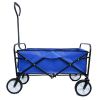 Folding Wagon Garden Shopping Beach Cart (Blue) - as picture