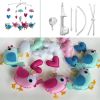 Blue Pink Birds Handmade Baby Boys Girls Musical Crib Mobile Nursery Mobile Hanging Toy - Default