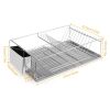 Dish Drying Rack Stainless Steel Dish Rack w/ Drainboard Cutlery Holder Kitchen Dish Organizer - Silver