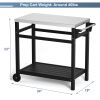 Outdoor Prep Cart Dining Table for Pizza Oven;  Patio Grilling Backyard BBQ Grill Cart - Black