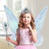 Angel wings headband fairy stick three-piece set; Fairy Wings Dress Up Sparkling Sheer Wings for Kids Girls Women - blue