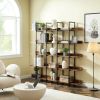 [VIDEO] 5 Tier Bookcase Home Office Open Bookshelf, Vintage Industrial Style Shelf with Metal Frame, MDF Board - Brown