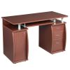 FCH 115* 55*74cm 15mm MDF Portable 1pc Door with 3pcs Drawers Computer Desk (A Box) Coffee Color - as picture