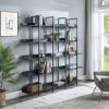 [VIDEO] 5 Tier Bookcase Home Office Open Bookshelf, Vintage Industrial Style Shelf with Metal Frame, MDF Board - Black