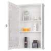 Single Door Mirror Indoor Bathroom Wall Mounted Cabinet Shelf White - As shown in the figure