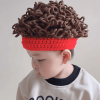 Red children's funny wig hat - Red