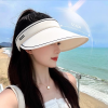 UPF50 + sunscreen cap empty top women's summer cycling anti-ultraviolet uv sun hat all-match large eaves folding sun hat - Xu Lu with rice White - All