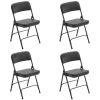 4 Pack Metal Folding Chairs with Padded Seat and Back, for Home and Office, Indoor and Outdoor Events Party Wedding, Black - as picture