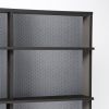 Multimedia Shelving Unit, Slim Profile, Extended Base for Stability in Black - as Pic