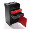 Salon Beauty Cabinet;  3-Layer Rolling Trolley with Storage Drawer;  Wheels and 2 Hair Dryer Holders;  XH - Black+Red